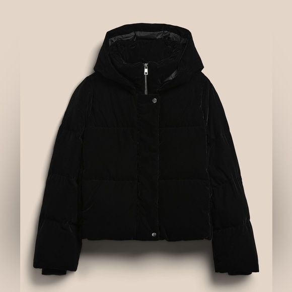 NWT! Banana Republic Black Snowdon Velvet Puffer Coat - Size XL💙 - Picture 3 of 8